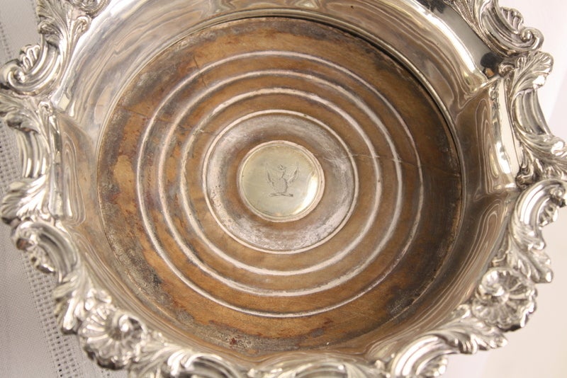 Pair of Antique Georgian English Silver Wine Coasters 1