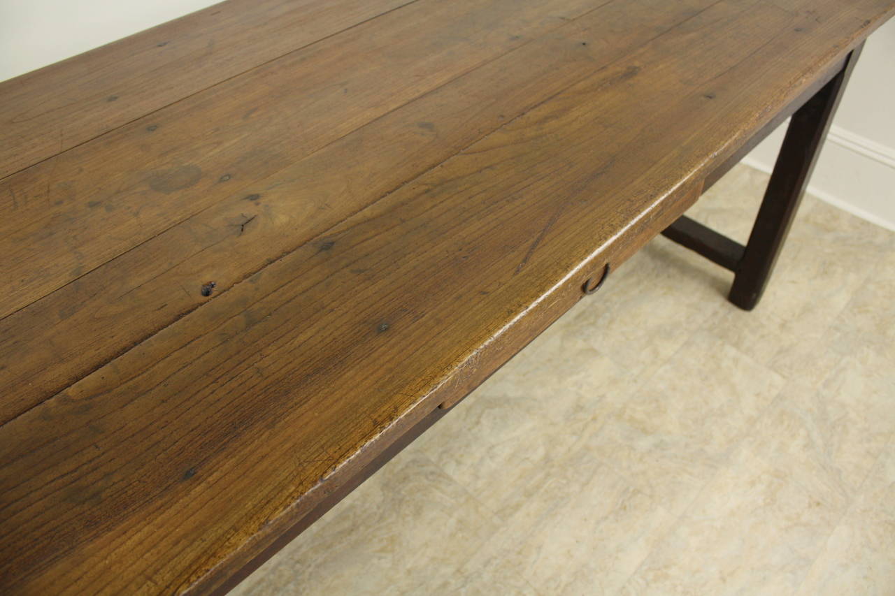 Antique Cherry Farm Table on a Trestle Base 3