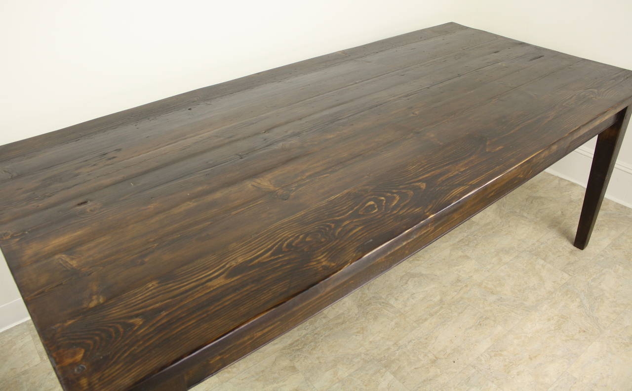 Dark Pine Farm Table In Excellent Condition In Port Chester, NY