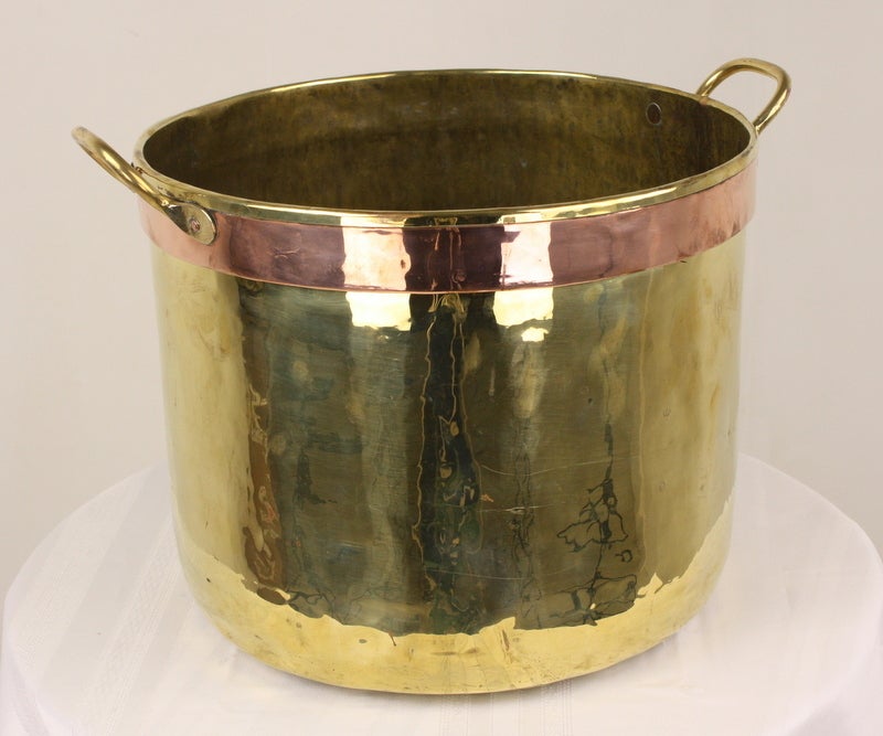Antique English Brass and Copper Log Bin