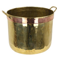 Antique English Brass and Copper Log Bin