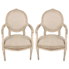 Pair of Antique Gustavian Style Swedish Armchairs SATURDAY SALE