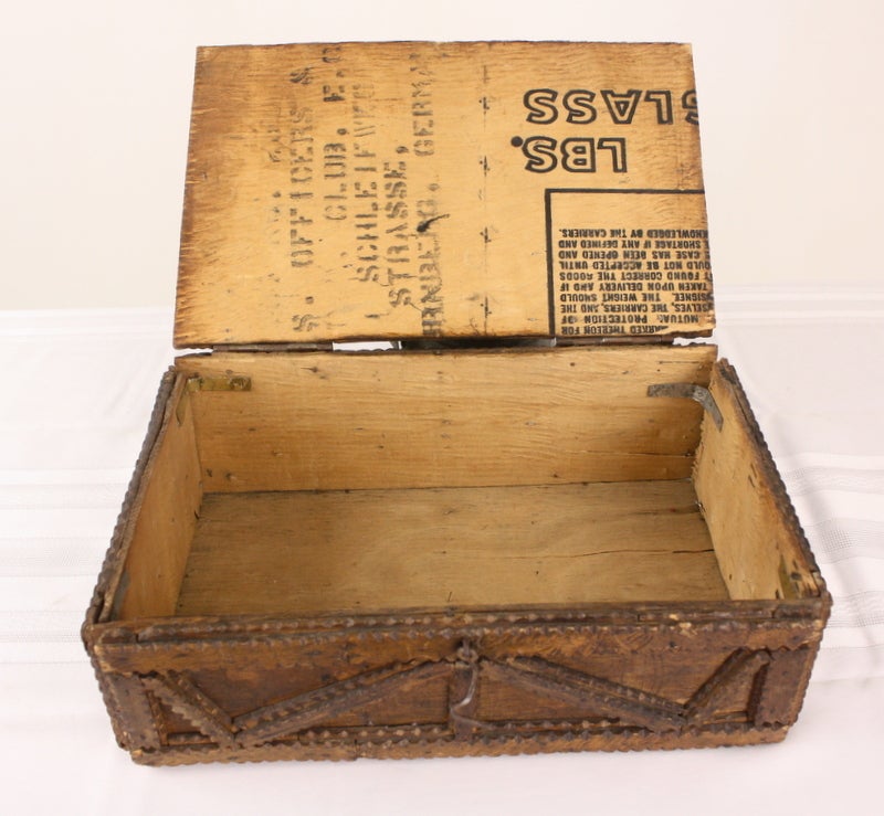 Three French Antique Tramp Art Boxes 1