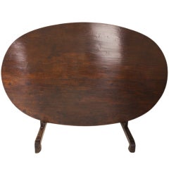 Large Antique French Pine Tilt-Top Wine Table