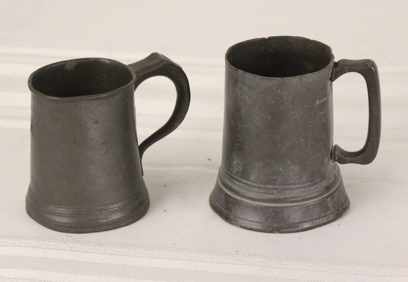 Five Antique English Pewter Mugs Collection 1