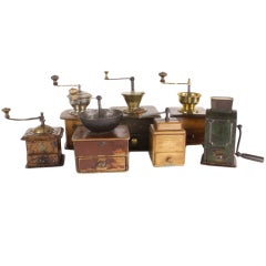 Collection of Seven Antique French Coffee Grinders