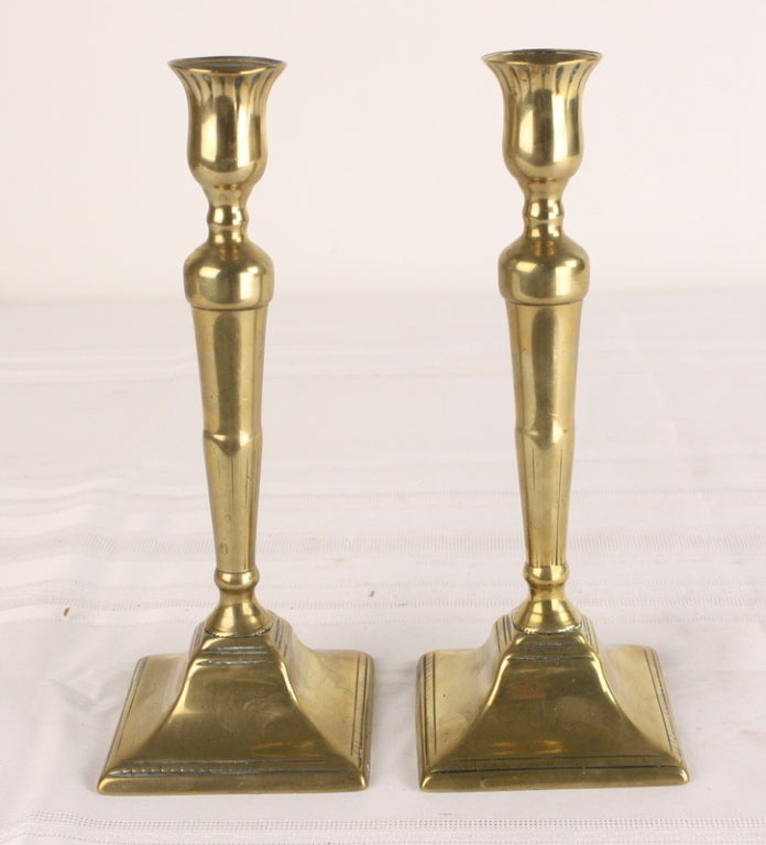 Antique English Brass Candlesticks, Five Pair, Four Singles In Good Condition For Sale In Port Chester, NY