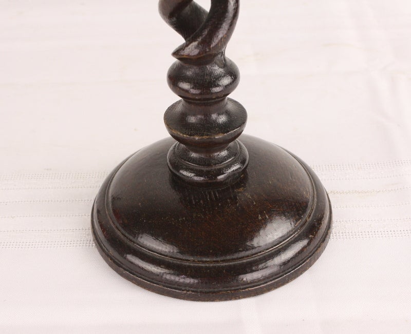 19th Century Two Pair of Antique Oak Open Barley Twist Candlesticks