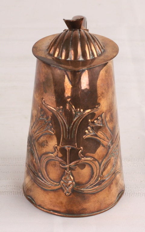 20th Century Five-Piece Collection of Art Nouveau Copper For Sale