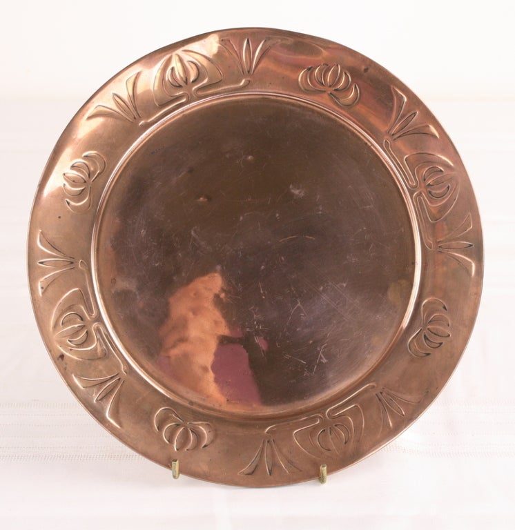Five-Piece Collection of Art Nouveau Copper For Sale 1