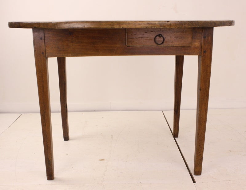 19th Century French Antique Oval Breakfast Table, Two Drawers