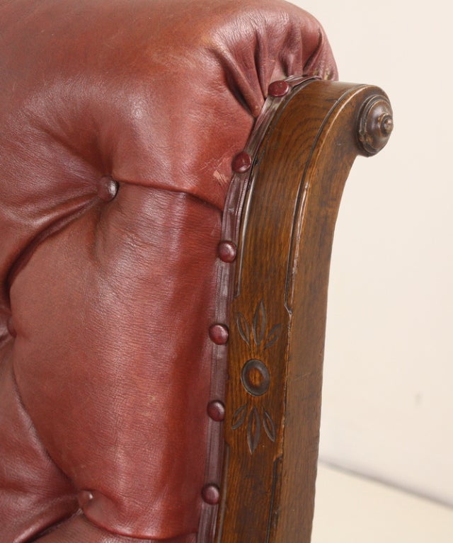 Early Arts & Crafts English Leather Armchair In Good Condition In Port Chester, NY