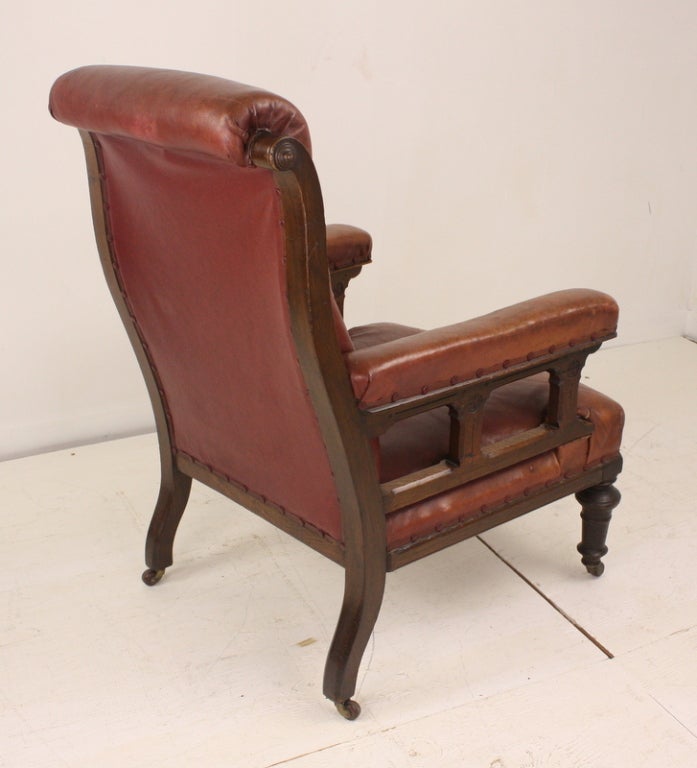 Early Arts & Crafts English Leather Armchair 4