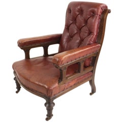 Antique Early Arts & Crafts English Leather Armchair