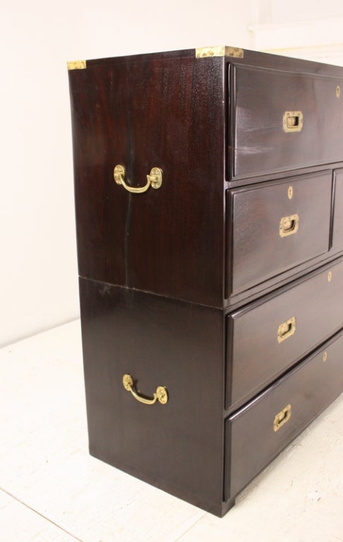 Antique English Desk Campaign Chest of Drawers 2