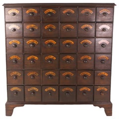 Tall Antique English Bank of Flower Seed Drawers