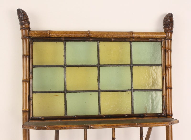 English Antique Bamboo Mirror with Leaded Glass In Excellent Condition In Port Chester, NY