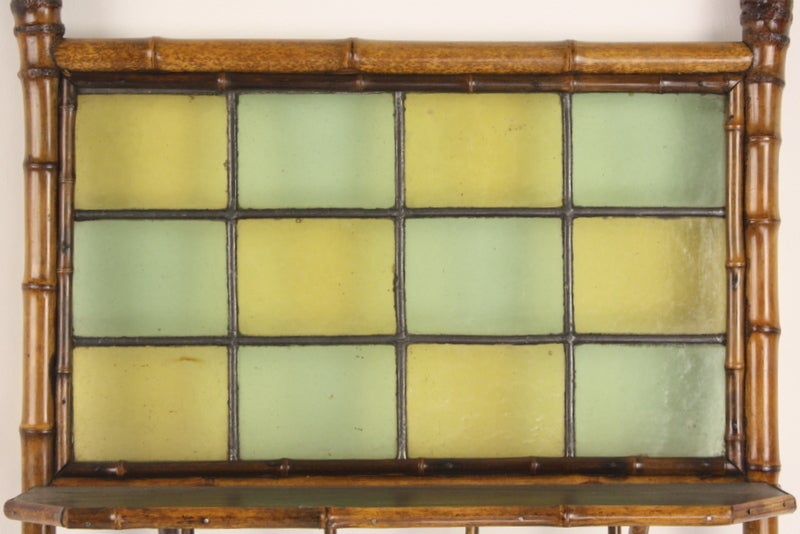 English Antique Bamboo Mirror with Leaded Glass 1