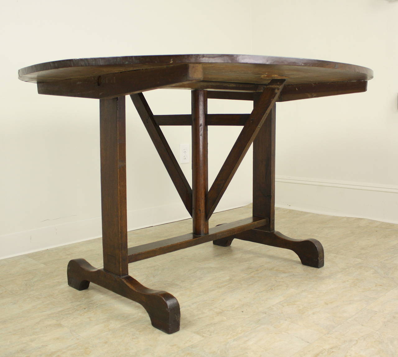 19th Century Antique Oval Walnut Wine Table