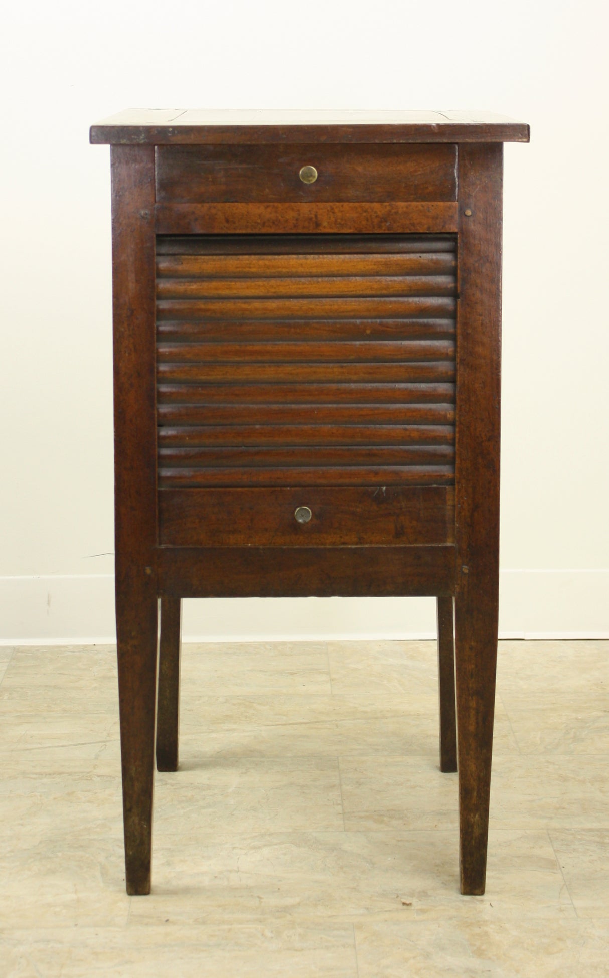 French Antique Walnut Tambour Front Side Cabinet