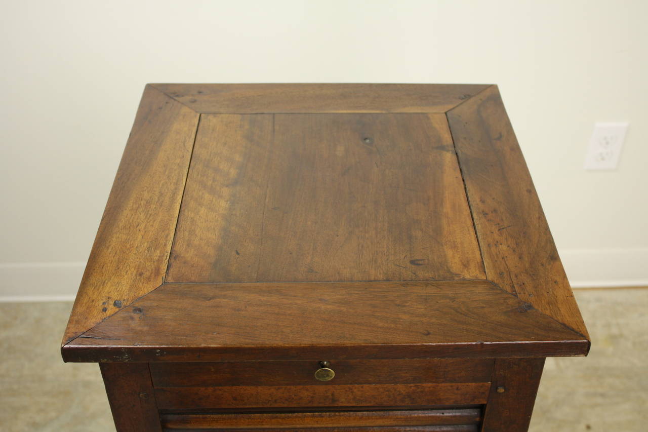 19th Century Antique Walnut Tambour Front Side Cabinet