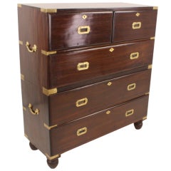 Antique Rosewood English Campaign Chest of Drawers