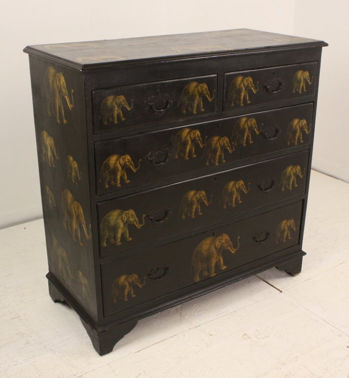 Decoupaged Antique English Pine Chest