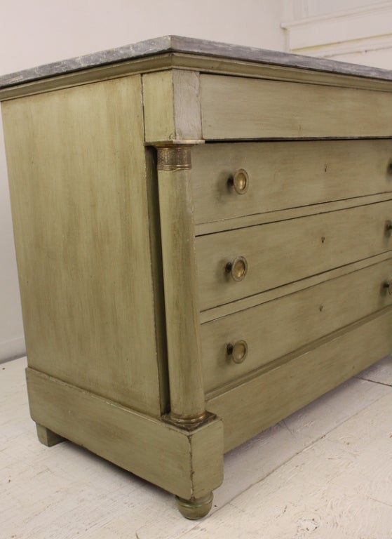 Chic Marble Topped Painted Empire Commode 1