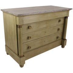 Chic Marble Topped Painted Empire Commode