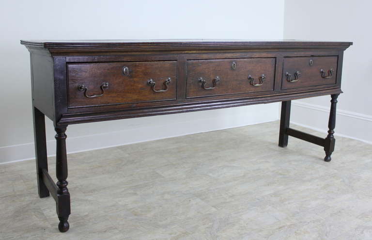 Georgian Period English Oak Three-Drawer Server