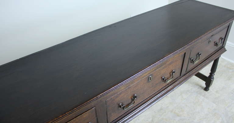 Period English Oak Three-Drawer Server In Good Condition In Port Chester, NY