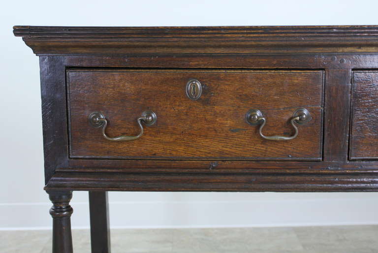 18th Century and Earlier Period English Oak Three-Drawer Server