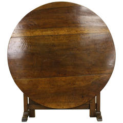 Round Antique Walnut Vendange Table