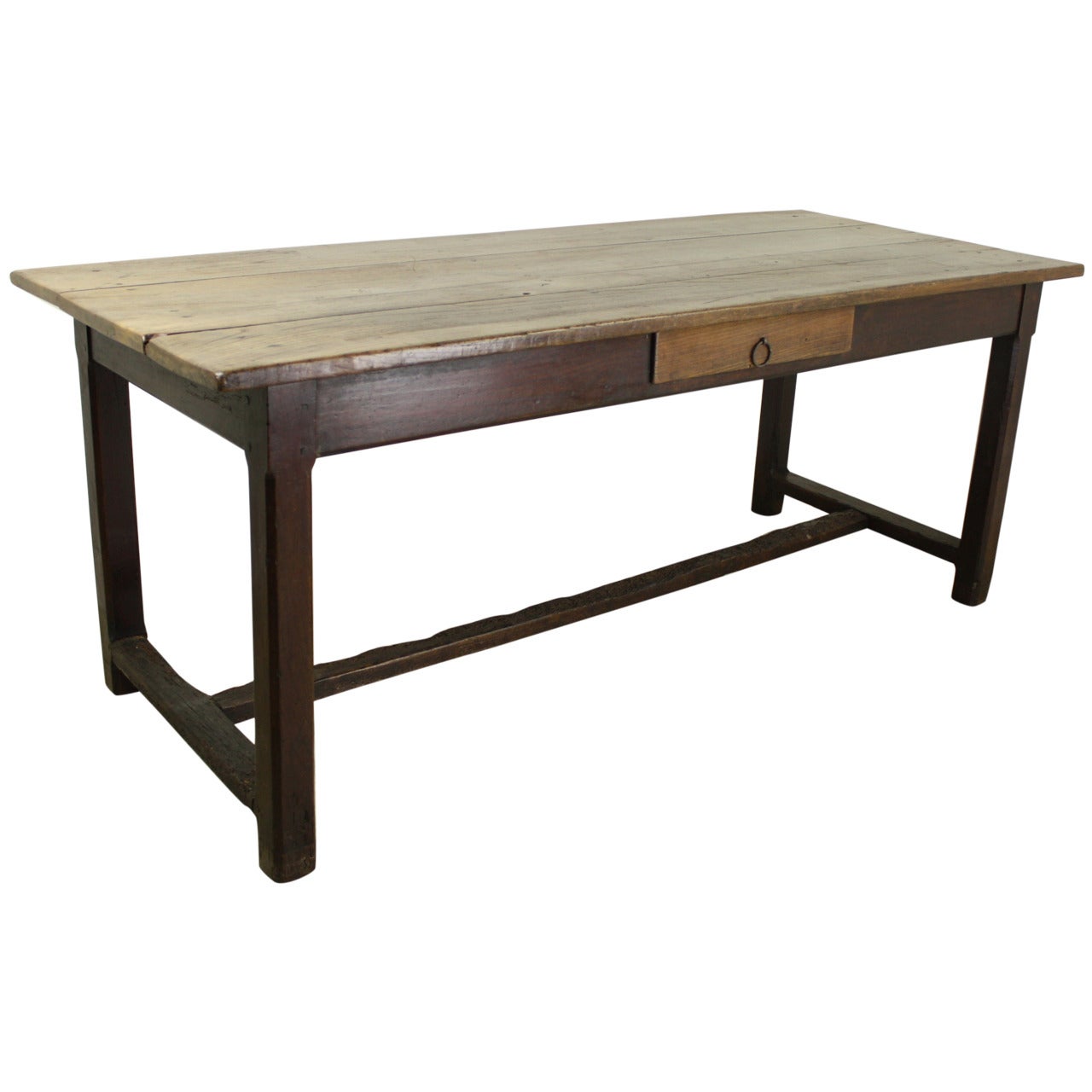 Antique Cherry Farm Table on a Trestle Base