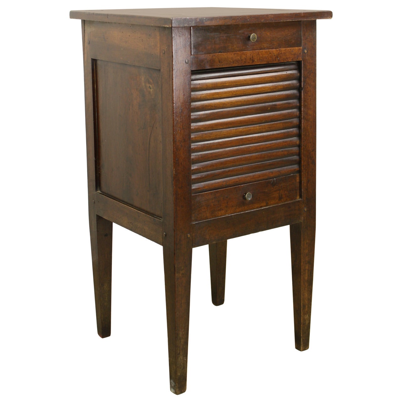 Antique Walnut Tambour Front Side Cabinet