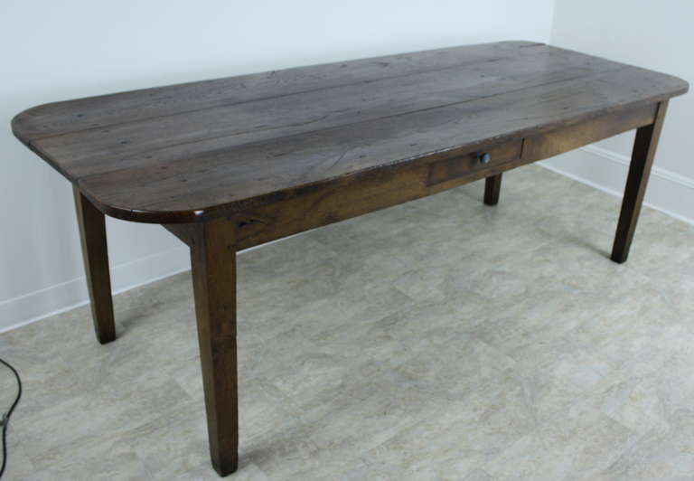Large Antique French Three-Planked-Top Chestnut Farm Table