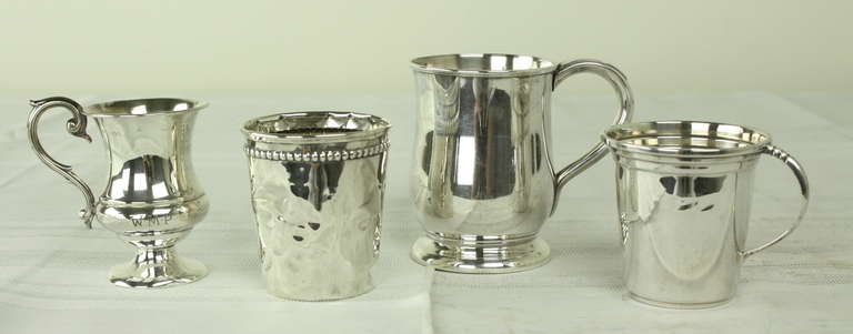 Collection of Four Antique Silver Children's Christening Cups