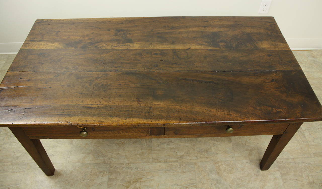 Antique Two-Drawer Walnut Coffee Table In Good Condition In Port Chester, NY