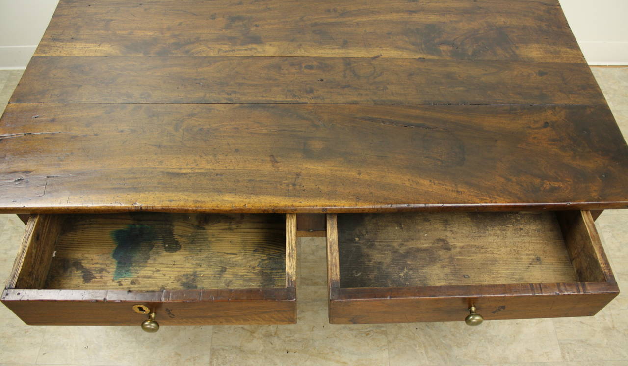 19th Century Antique Two-Drawer Walnut Coffee Table