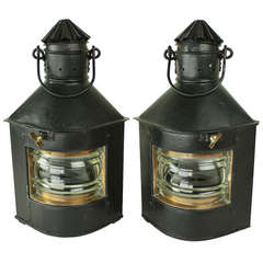 Pair of Antique English Port and Starboard Lanterns