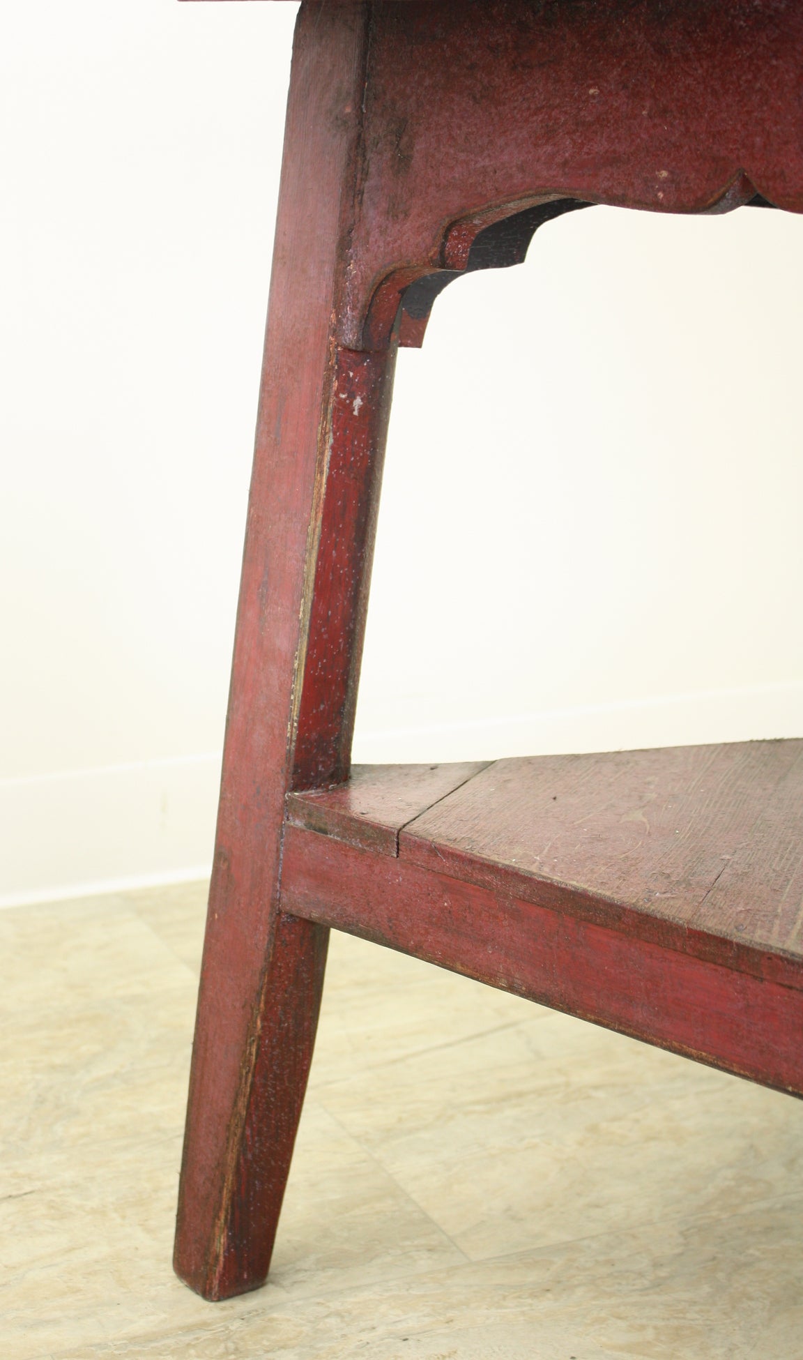 Antique Welsh Pine Cricket Table, Red Painted Base 3