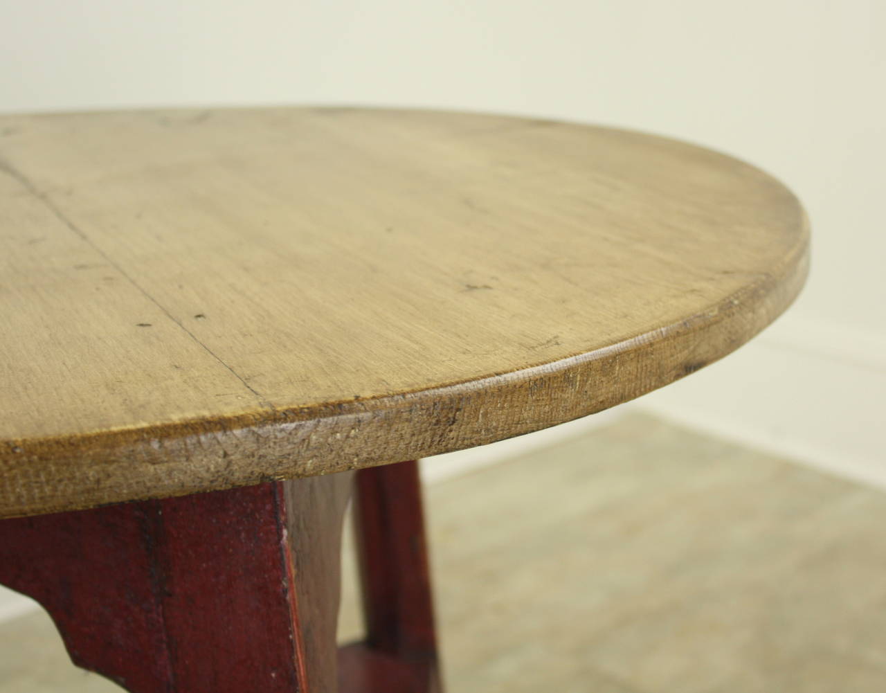 Antique Welsh Pine Cricket Table, Red Painted Base 4