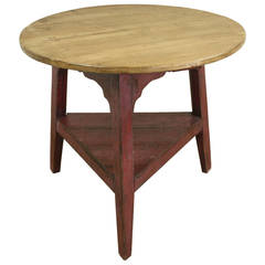 Antique Welsh Pine Cricket Table, Red Painted Base