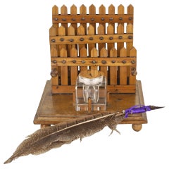 Picket Fence English Letter Rack and Silver Inkstand