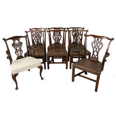 Antique Set of Eight English Period Chippendale Dining Chairs
