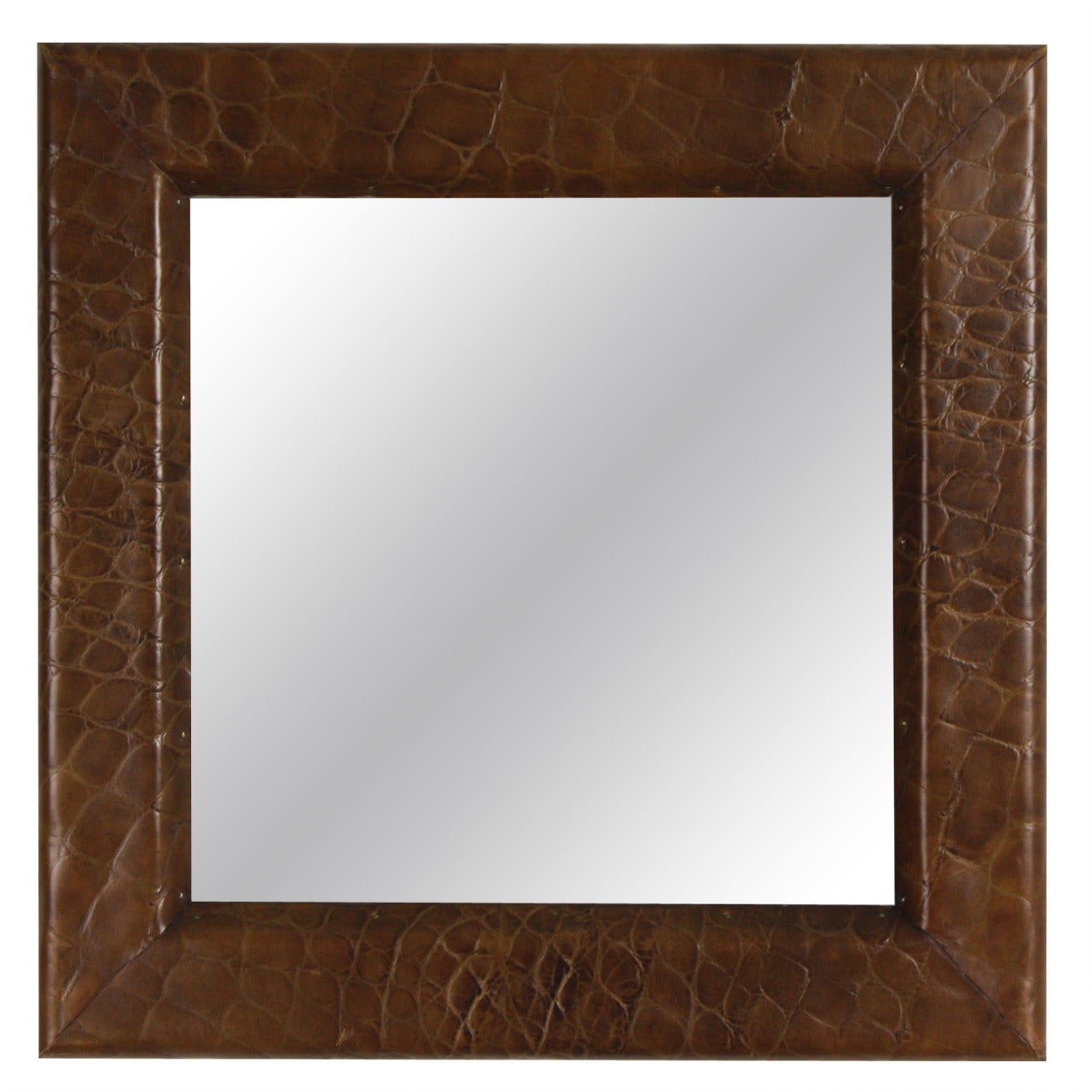 Miroir anglais vintage en faux crocodile