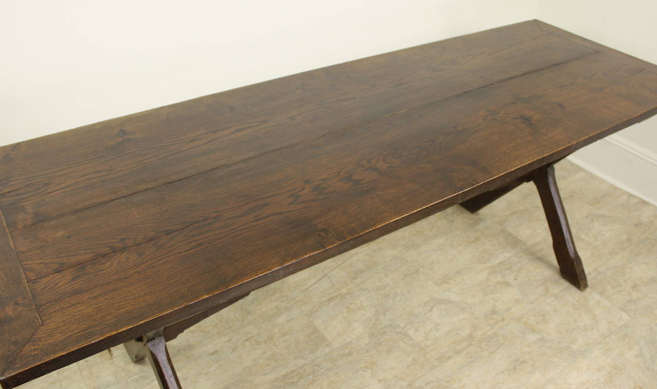 19th Century Antique Oak Trestle Table