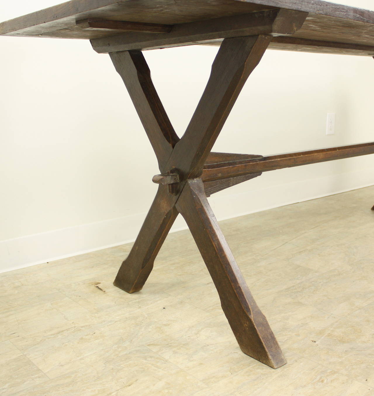 French Antique Oak Trestle Table