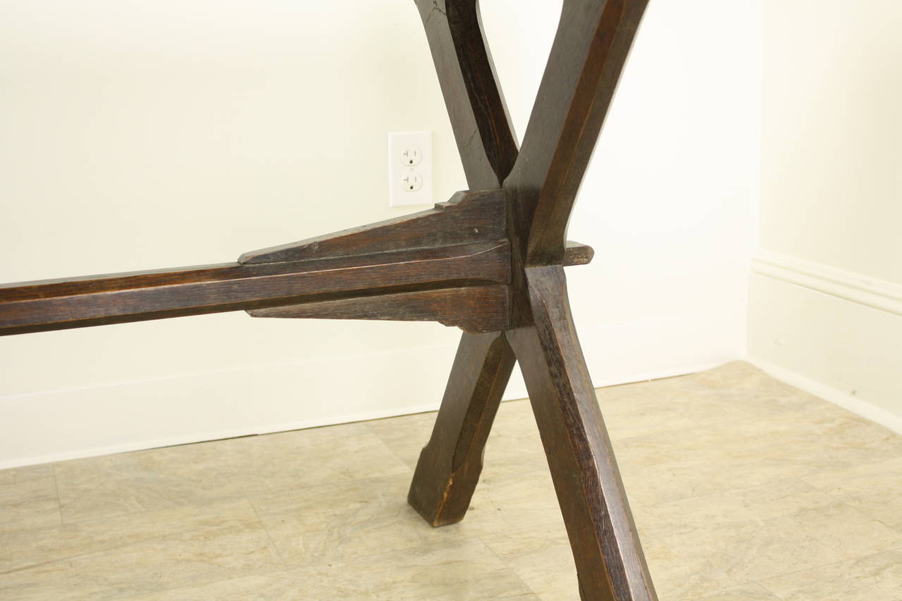 Antique Oak Trestle Table In Good Condition In Port Chester, NY