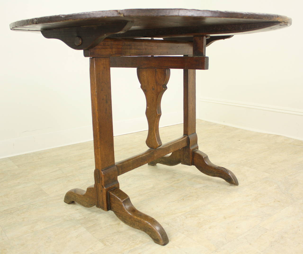French Mellow Pine Tilt-Top Wine or Center Table